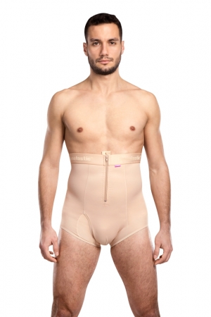 Male High-Waist Abdominal Cosmetic Surgery Compression Brief with Zippers  (MG01)